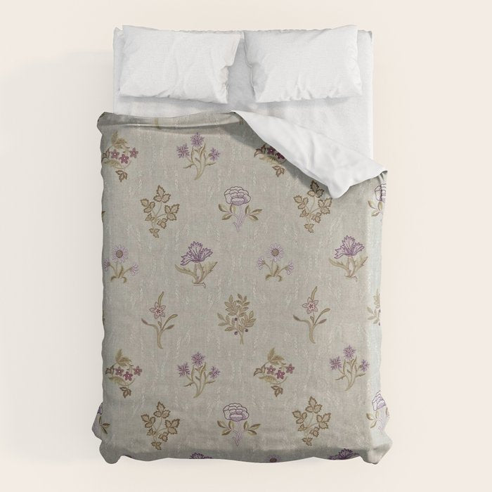 William Morris Kelmscott Trellis Linen Aubergine Duvet Cover Gallery Image 1