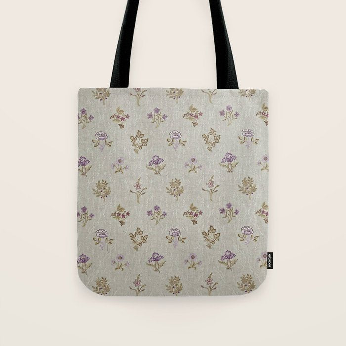 William Morris Kelmscott Trellis Linen Aubergine Tote Bag Gallery Image 1