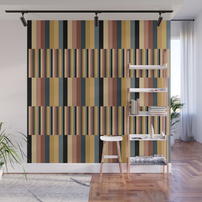 Mixed Stripes Pattern XXIV Bold Retro Wall Mural Gallery Image 1