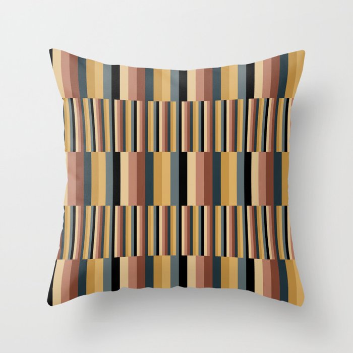 Mixed Stripes Pattern XXIV Bold Retro Throw Pillow Gallery Image 1