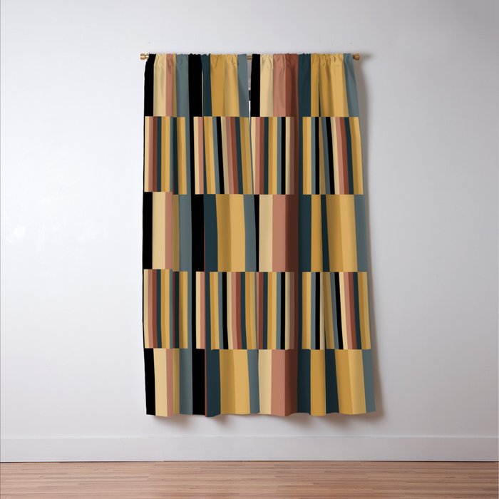 Mixed Stripes Pattern XXIV Bold Retro Window Curtain Gallery Image 3