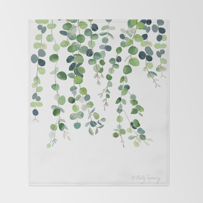 Eucalyptus Watercolor 4 Throw Blanket Gallery Image 2