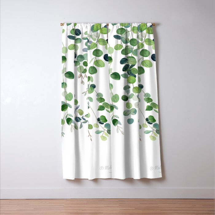 Eucalyptus Watercolor 4 Window Curtain Gallery Image 3
