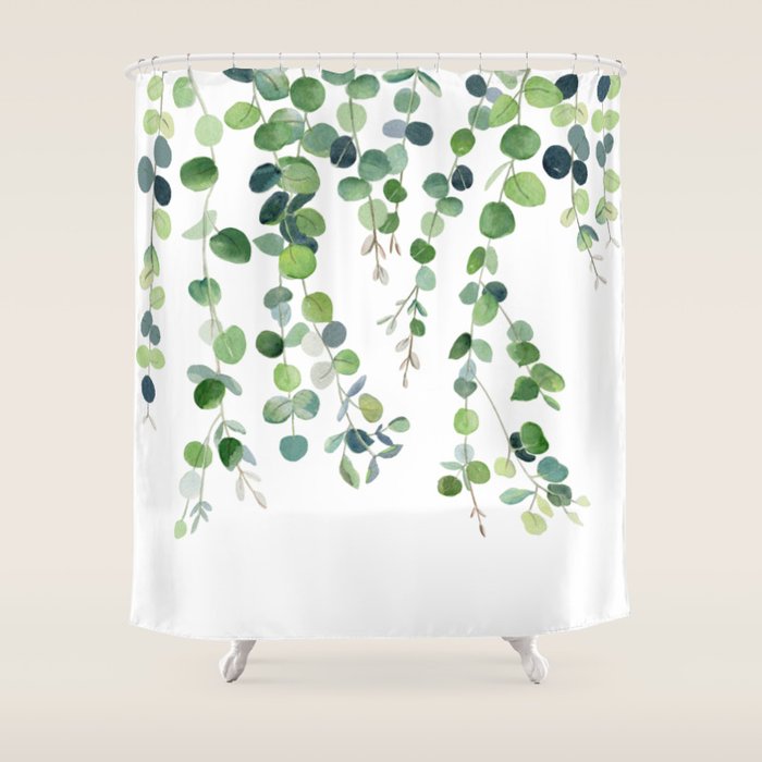 Eucalyptus Watercolor 4 Shower Curtain Gallery Image 1