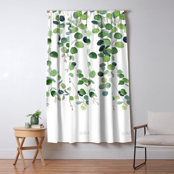 Eucalyptus Watercolor 4 Window Curtain Gallery Image 1