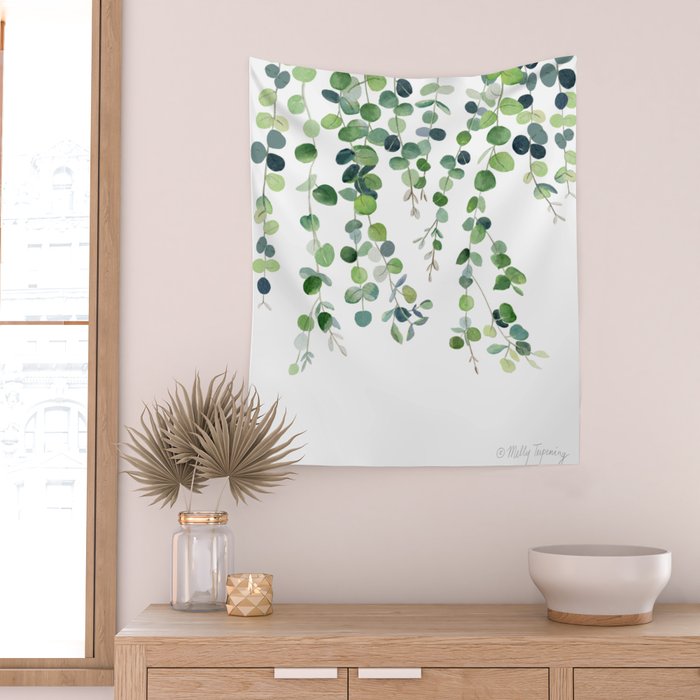 Eucalyptus Watercolor 4 Wall Tapestry Gallery Image 2
