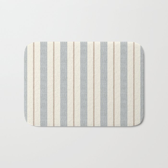 ivy stripes - blue, rust on cream Bath Mat Gallery Image 1