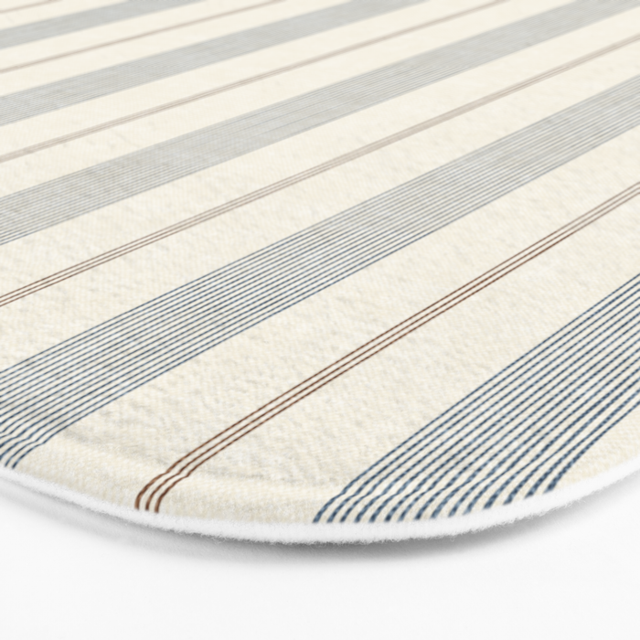 ivy stripes - blue, rust on cream Bath Mat Gallery Image 3