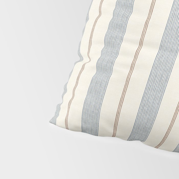 ivy stripes - blue, rust on cream Pillow Sham Gallery Image 4
