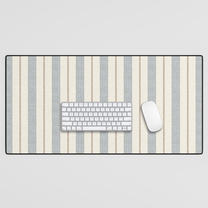 ivy stripes - blue, rust on cream Desk Mat Gallery Image 1