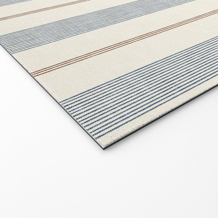 ivy stripes - blue, rust on cream Welcome Mat Gallery Image 2