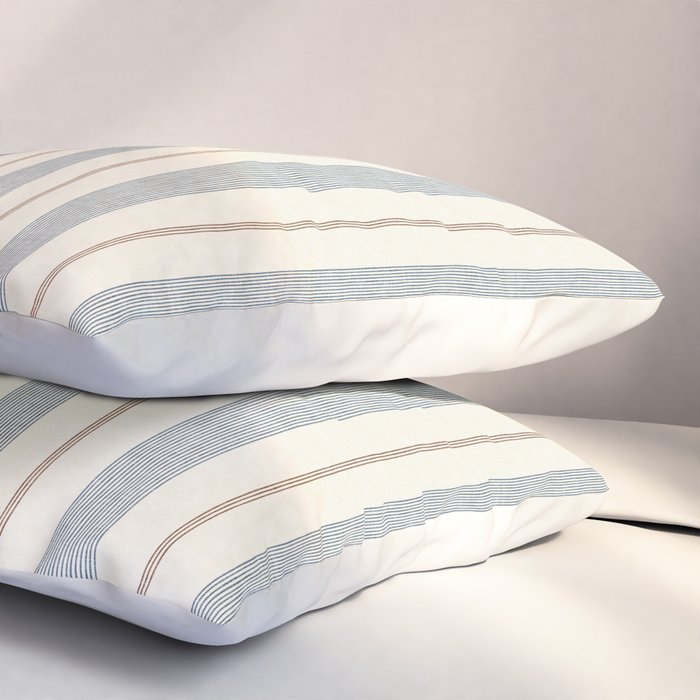 ivy stripes - blue, rust on cream Pillow Sham Gallery Image 3