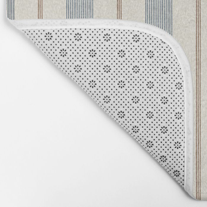 ivy stripes - blue, rust on cream Bath Mat Gallery Image 2