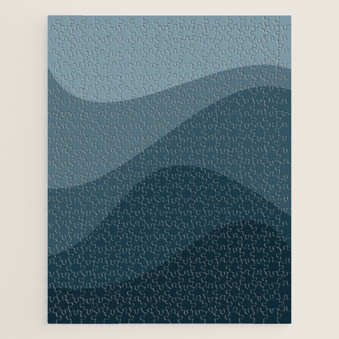Abstract Color Waves - Blue Tones Jigsaw Puzzle Gallery Image 1
