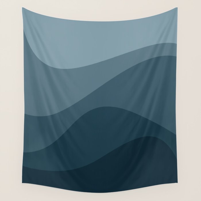 Abstract Color Waves - Blue Tones Wall Tapestry Gallery Image 4