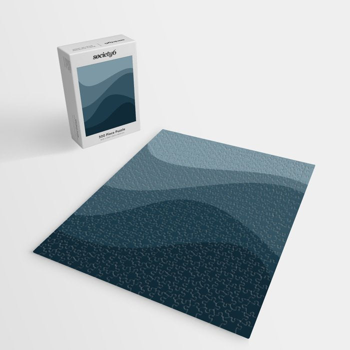 Abstract Color Waves - Blue Tones Jigsaw Puzzle Gallery Image 2
