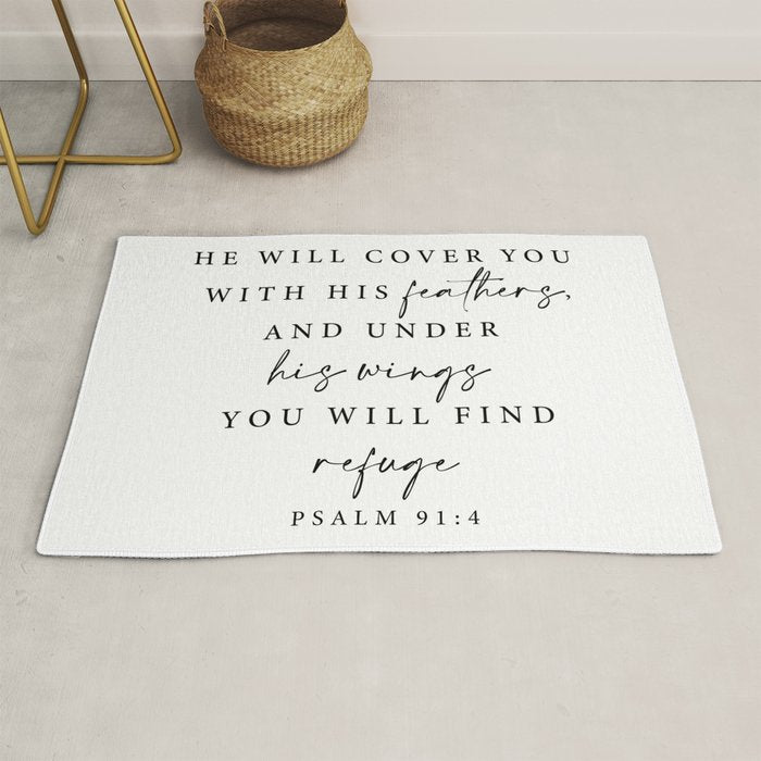 Psalm 91: 4 He will cover you with his feathers Rug Gallery Image 1