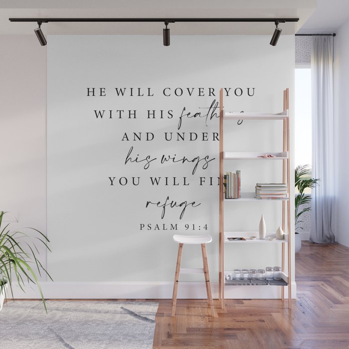 Psalm 91: 4 He will cover you with his feathers Wall Mural Gallery Image 1