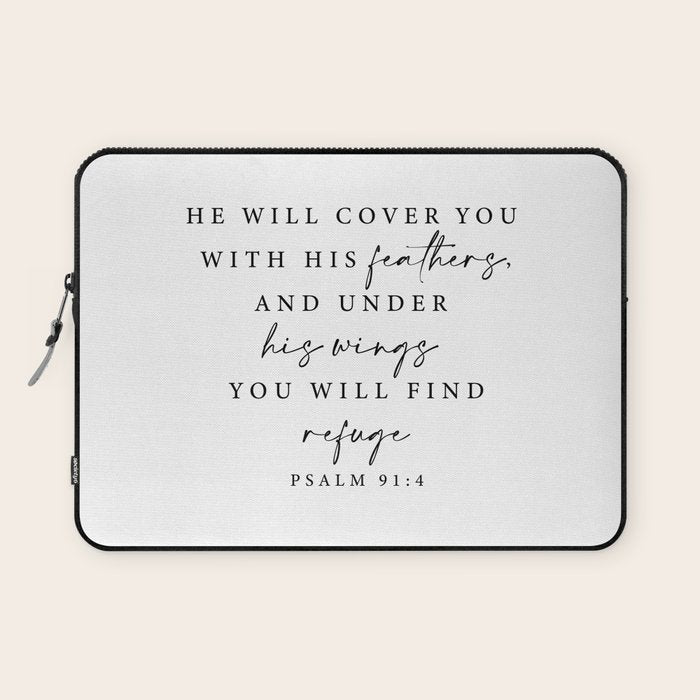 Psalm 91: 4 He will cover you with his feathers Laptop Sleeve Gallery Image 1