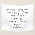 Psalm 91: 4 He will cover you with his feathers Wall Tapestry Gallery Image 4