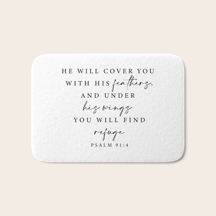 Psalm 91: 4 He will cover you with his feathers Bath Mat Gallery Image 1