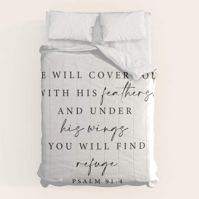 Psalm 91: 4 He will cover you with his feathers Comforter Gallery Image 6