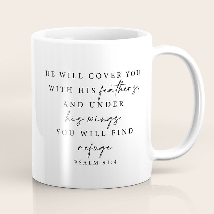 Psalm 91: 4 He will cover you with his feathers Coffee Mug Gallery Image 1