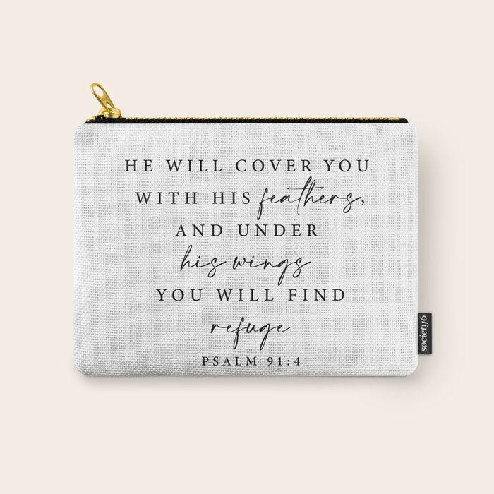 Psalm 91: 4 He will cover you with his feathers Carry All Pouch Gallery Image 1