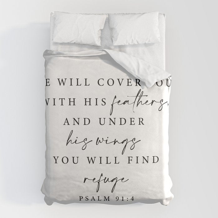 Psalm 91: 4 He will cover you with his feathers Duvet Cover Gallery Image 6