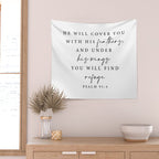 Psalm 91: 4 He will cover you with his feathers Wall Tapestry Gallery Image 2