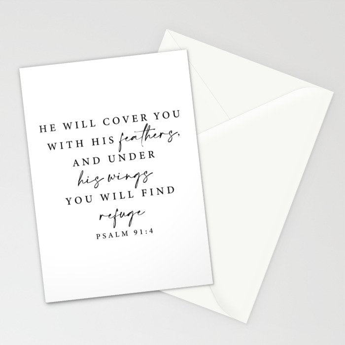 Psalm 91: 4 He will cover you with his feathers Stationery Card Gallery Image 2