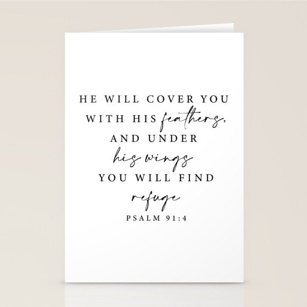 Psalm 91: 4 He will cover you with his feathers Stationery Card Gallery Image 2