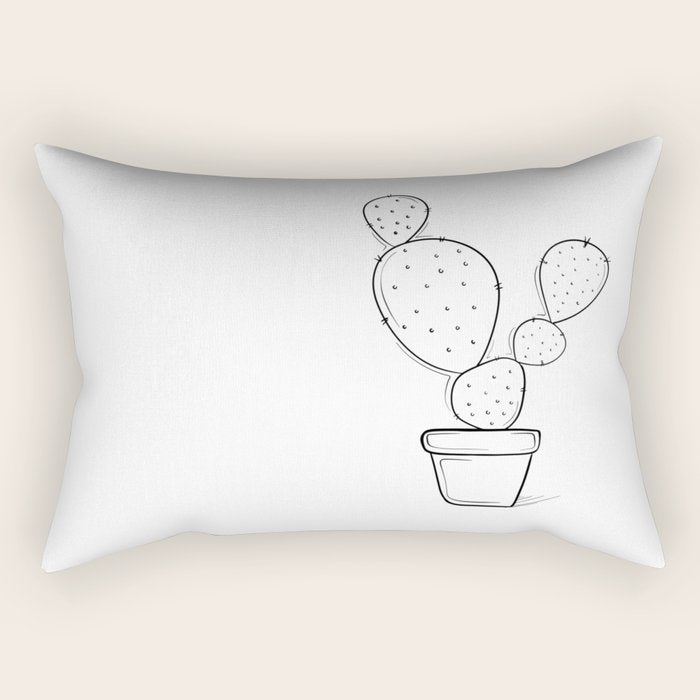Tiny Cactus Line Art Drawing Rectangular Pillow Gallery Image 2