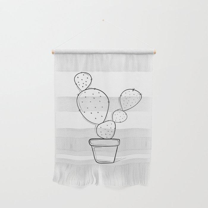 Tiny Cactus Line Art Drawing Wall Hanging Gallery Image 1