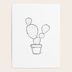 Tiny Cactus Line Art Drawing Poster Gallery Image 4