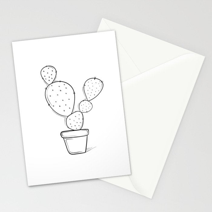 Tiny Cactus Line Art Drawing Stationery Card Gallery Image 2
