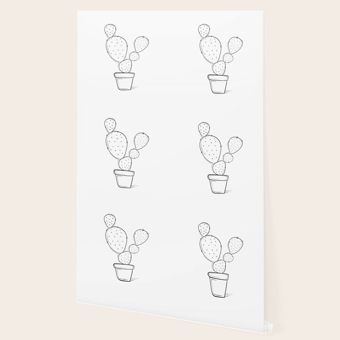 Tiny Cactus Line Art Drawing Wallpaper Gallery Image 2