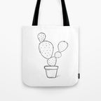 Tiny Cactus Line Art Drawing Tote Bag Gallery Image 1