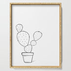 Tiny Cactus Line Art Drawing Serving Tray Gallery Image 1