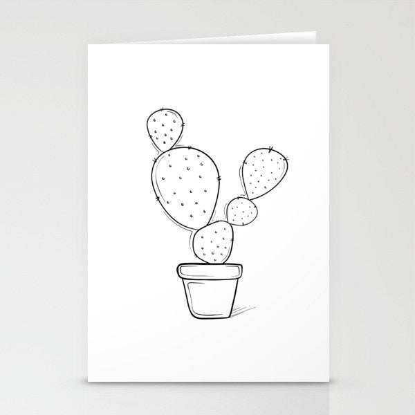 Tiny Cactus Line Art Drawing Stationery Card Gallery Image 1