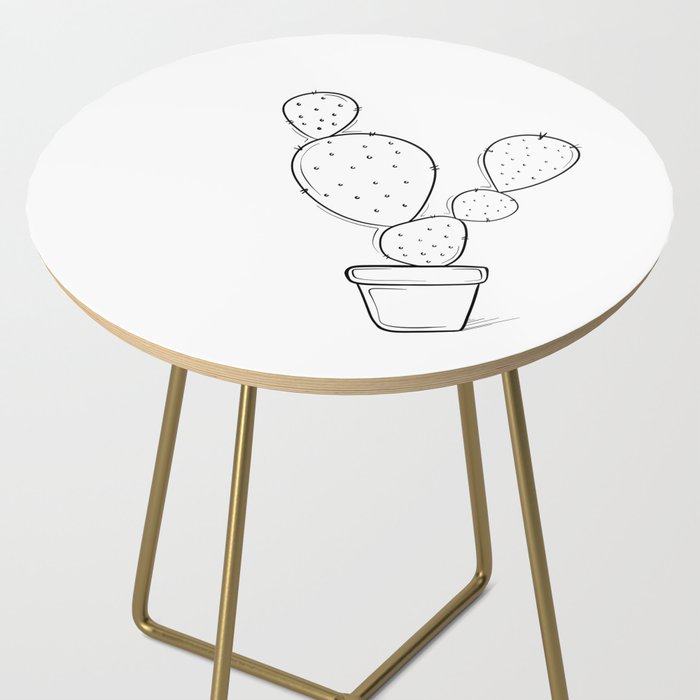 Tiny Cactus Line Art Drawing Side Table Gallery Image 2