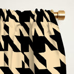 Black and Tan Classic houndstooth pattern Window Curtain Gallery Image 2