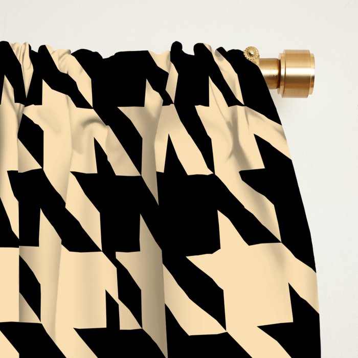 Black and Tan Classic houndstooth pattern Window Curtain Gallery Image 2