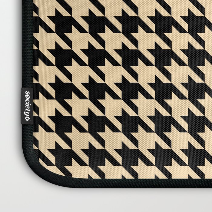 Black and Tan Classic houndstooth pattern Laptop Sleeve Gallery Image 3