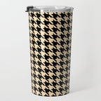 Black and Tan Classic houndstooth pattern Travel Mug Gallery Image 3