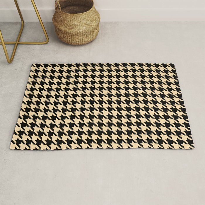 Black and Tan Classic houndstooth pattern Rug Gallery Image 1