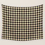 Black and Tan Classic houndstooth pattern Wall Tapestry Gallery Image 4