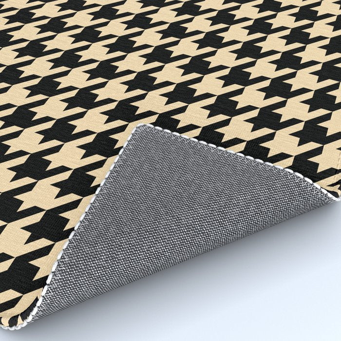 Black and Tan Classic houndstooth pattern Rug Gallery Image 4