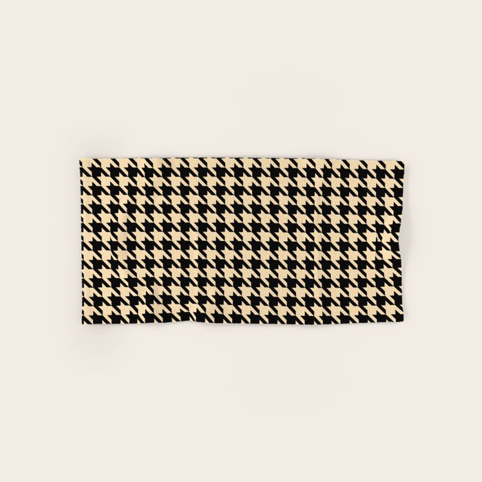 Black and Tan Classic houndstooth pattern Bath Towel Gallery Image 1