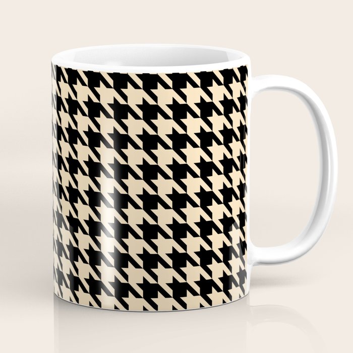 Black and Tan Classic houndstooth pattern Coffee Mug Gallery Image 1